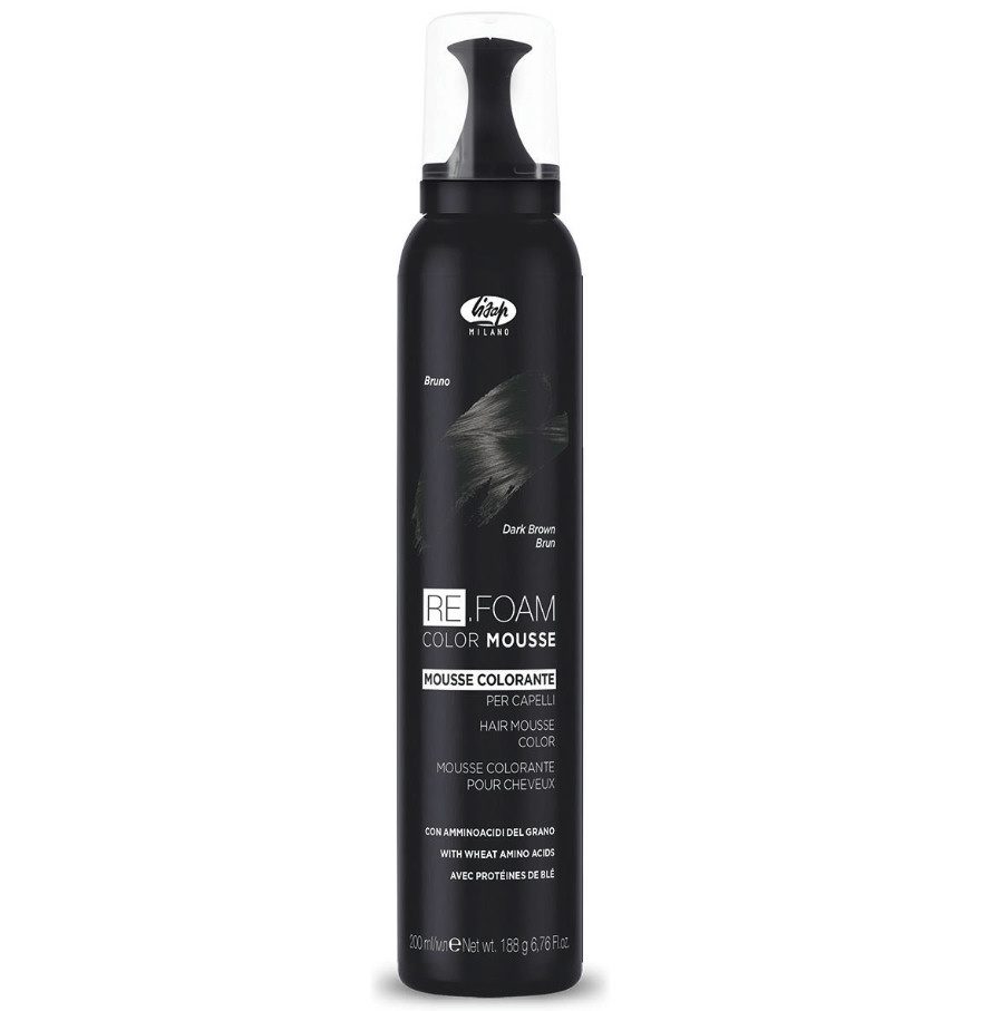 Lisap ReFoam Dark Brown 200ml - Mousse Coiffante Ravivante de Couleur