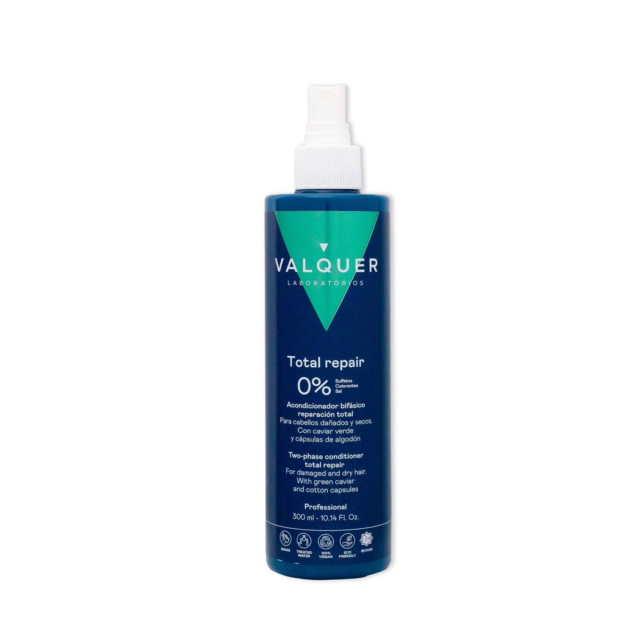 Valquer Soin Biphasé Total Repair Sans Rinçage 300ml - Réparation Intense Cheveux Abîmés