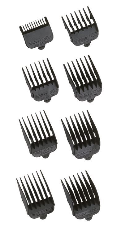 Wahl Set de Peignes de Coupe Professionnels en Plastique - 8 Hauteurs (3-25mm)