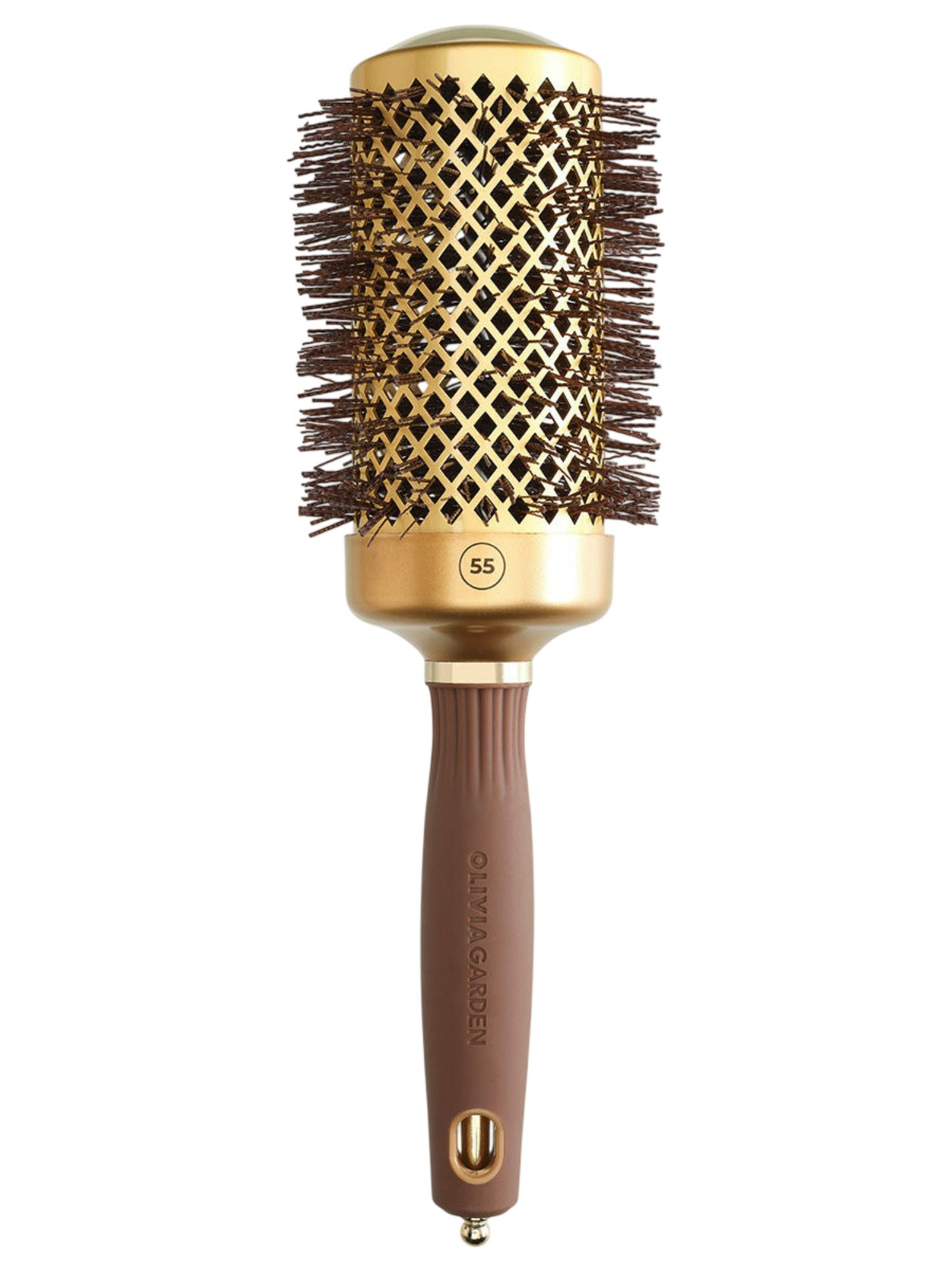 Olivia Garden Expert Blowout Shine 55/70 mm Or &amp; Marron - Brosse Ronde Professionnelle