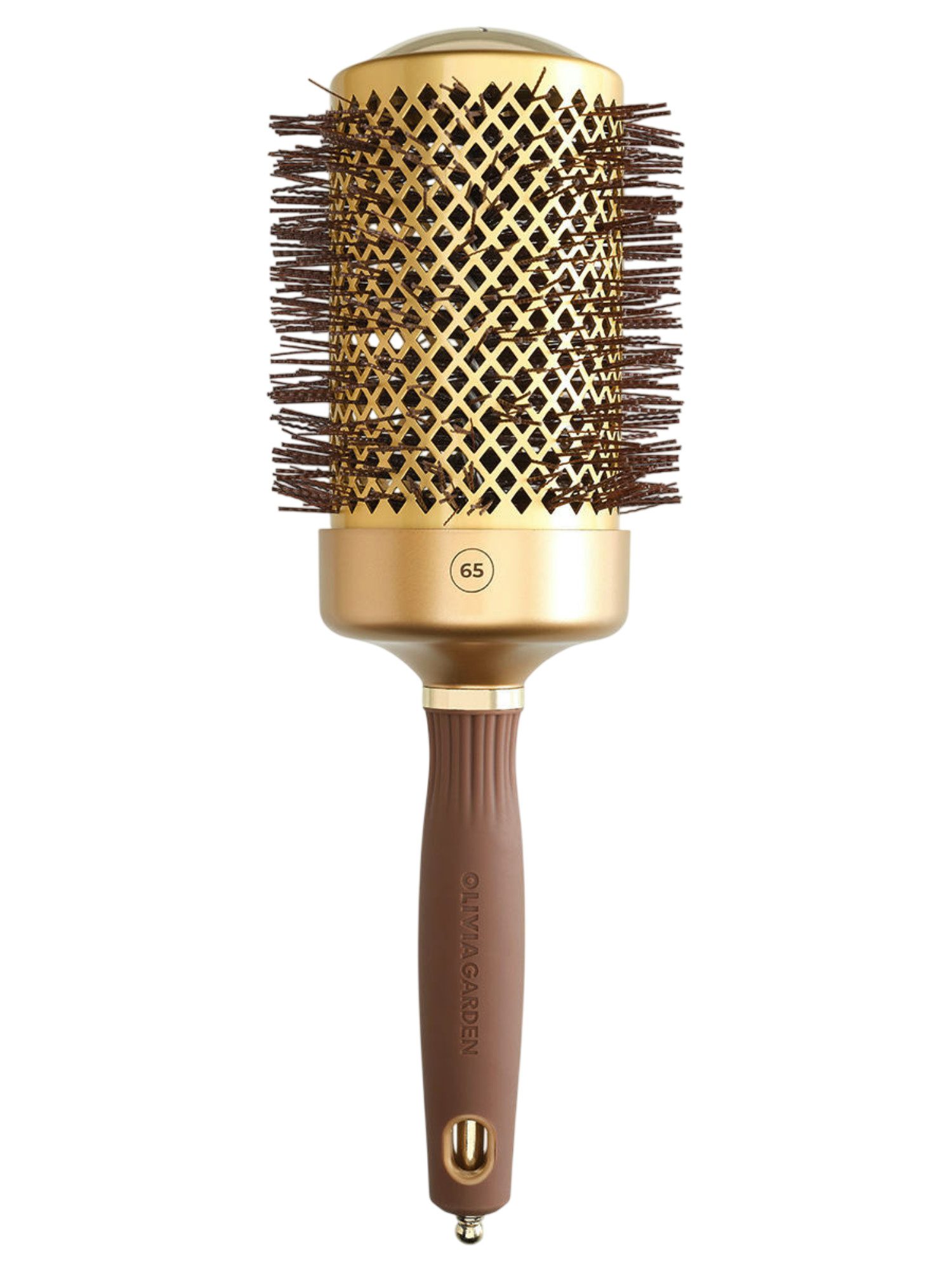 Olivia Garden Expert Blowout Shine 65/80 mm Or &amp; Marron - Brosse Ronde Professionnelle