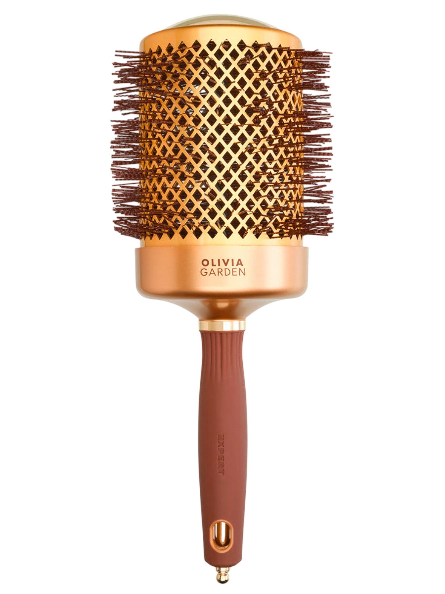 Olivia Garden Expert Blowout Shine 80/95 mm Or & Marron - Brosse Ronde Professionnelle