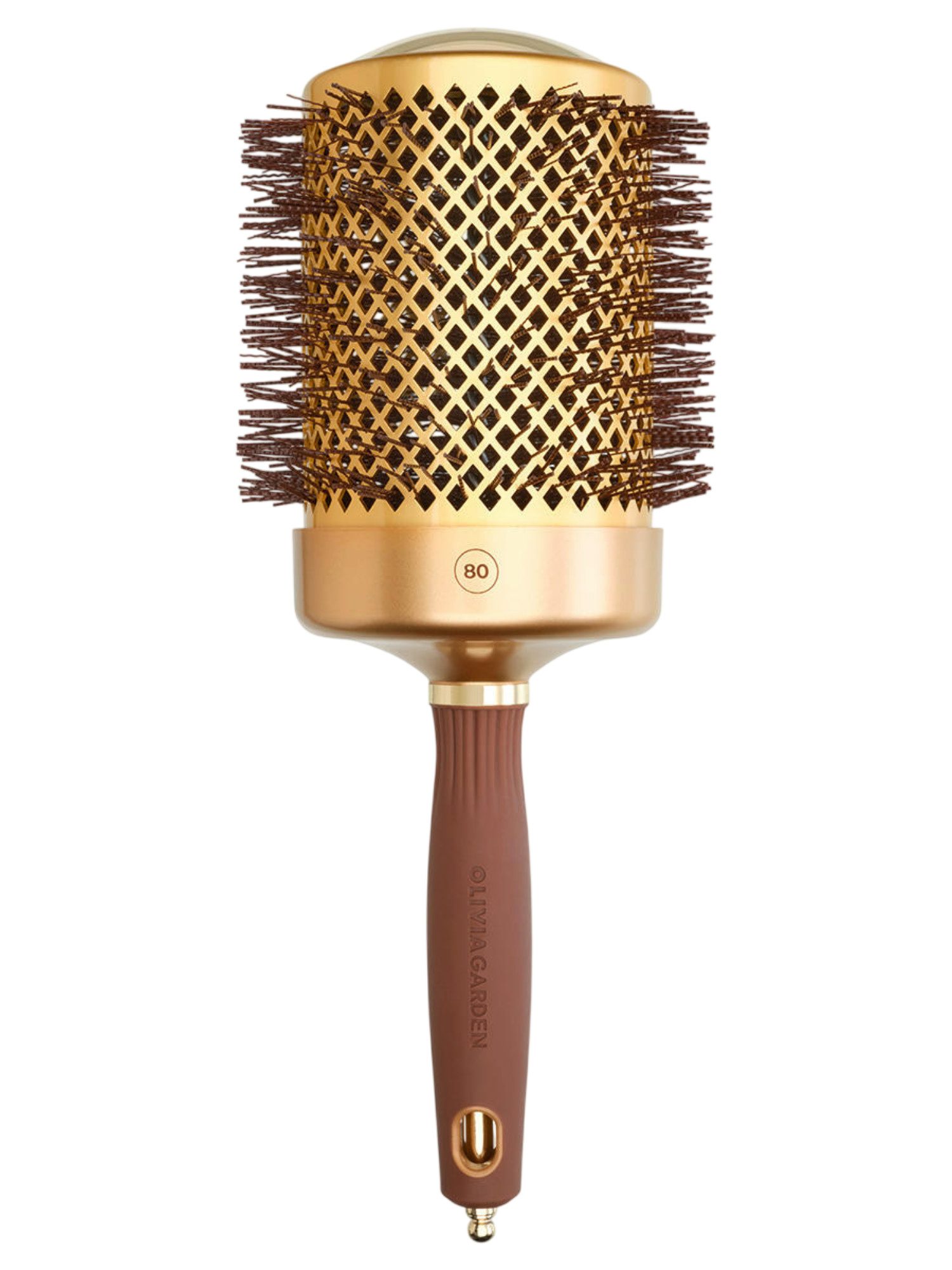 Olivia Garden Expert Blowout Shine 80/95 mm Or &amp; Marron - Brosse Ronde Professionnelle