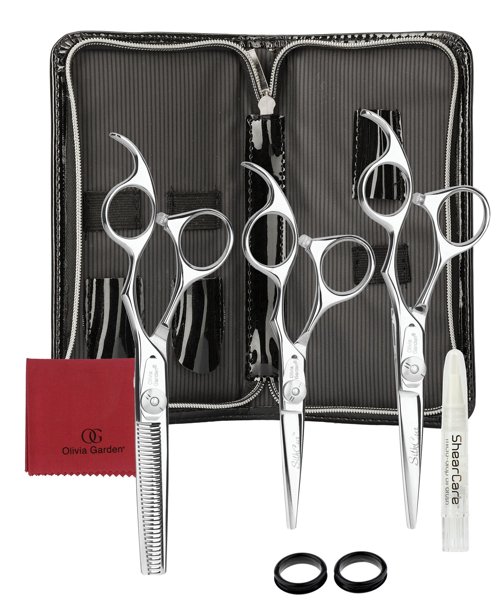 Olivia Garden SilkCut Set de Ciseaux Professionnel 3 Pièces pour Droitiers