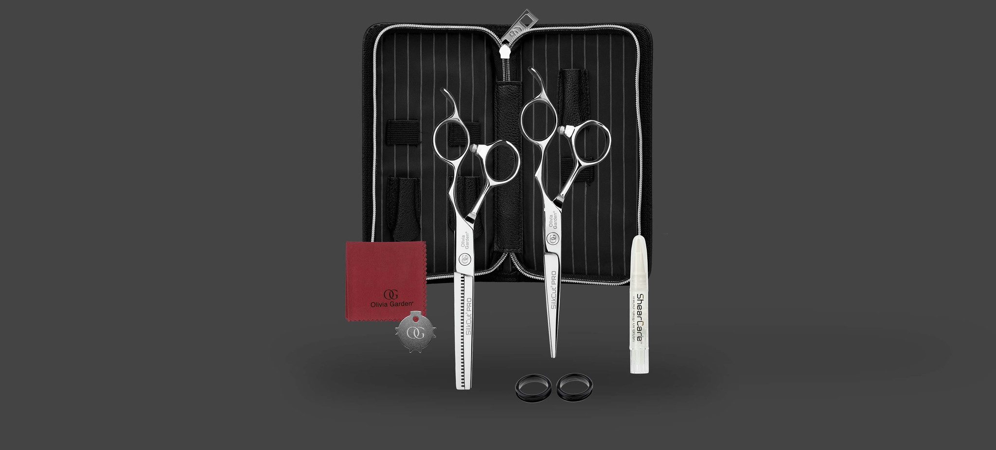 Olivia Garden Silk Cut PRO - Set 2 Ciseaux Professionnels RH 5,75'' + Effileur
