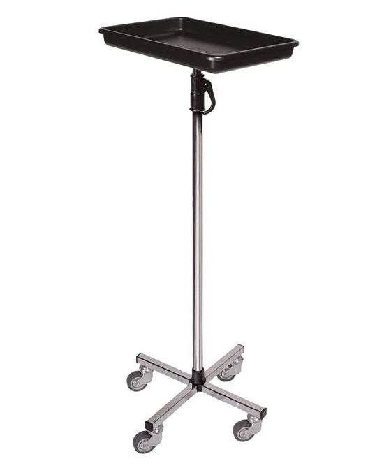 Efalock Chariot de Cabine à Roulettes - Plateau Noir, Hauteur Réglable 88-140 cm