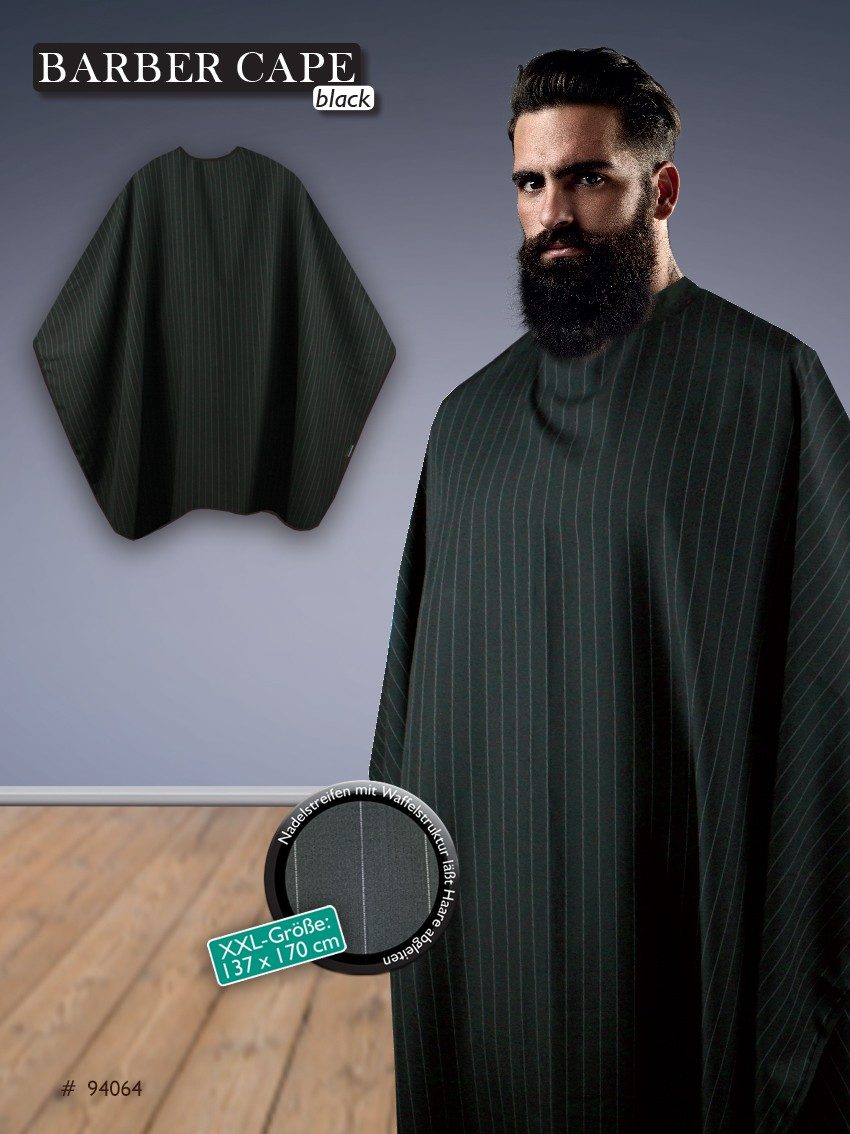 Trend Design Barber Cape Black – Peignoir Professionnel Barbier Noir