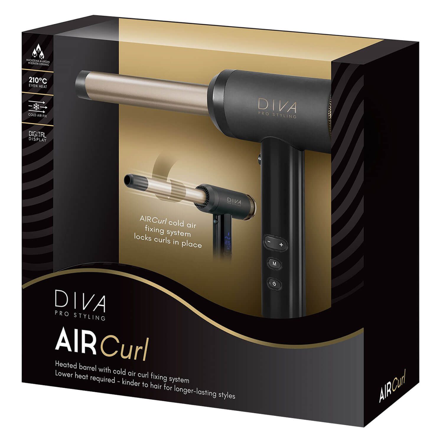 Diva Professional Styling Elements Air Curl - Boucleur Céramique avec Fixation Air Froid