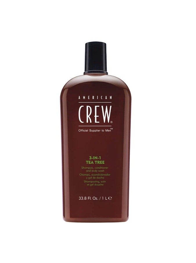 American Crew 3-en-1 Tea Tree 1L - Shampoing, Après-Shampoing & Gel Douche