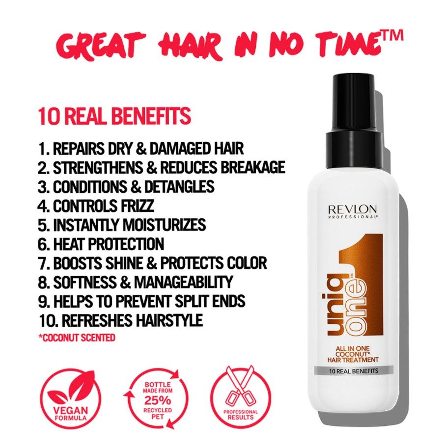 Revlon Uniq One Treatment Coconut 150ml - Soin Sans Rinçage Multifonction au Parfum Coco