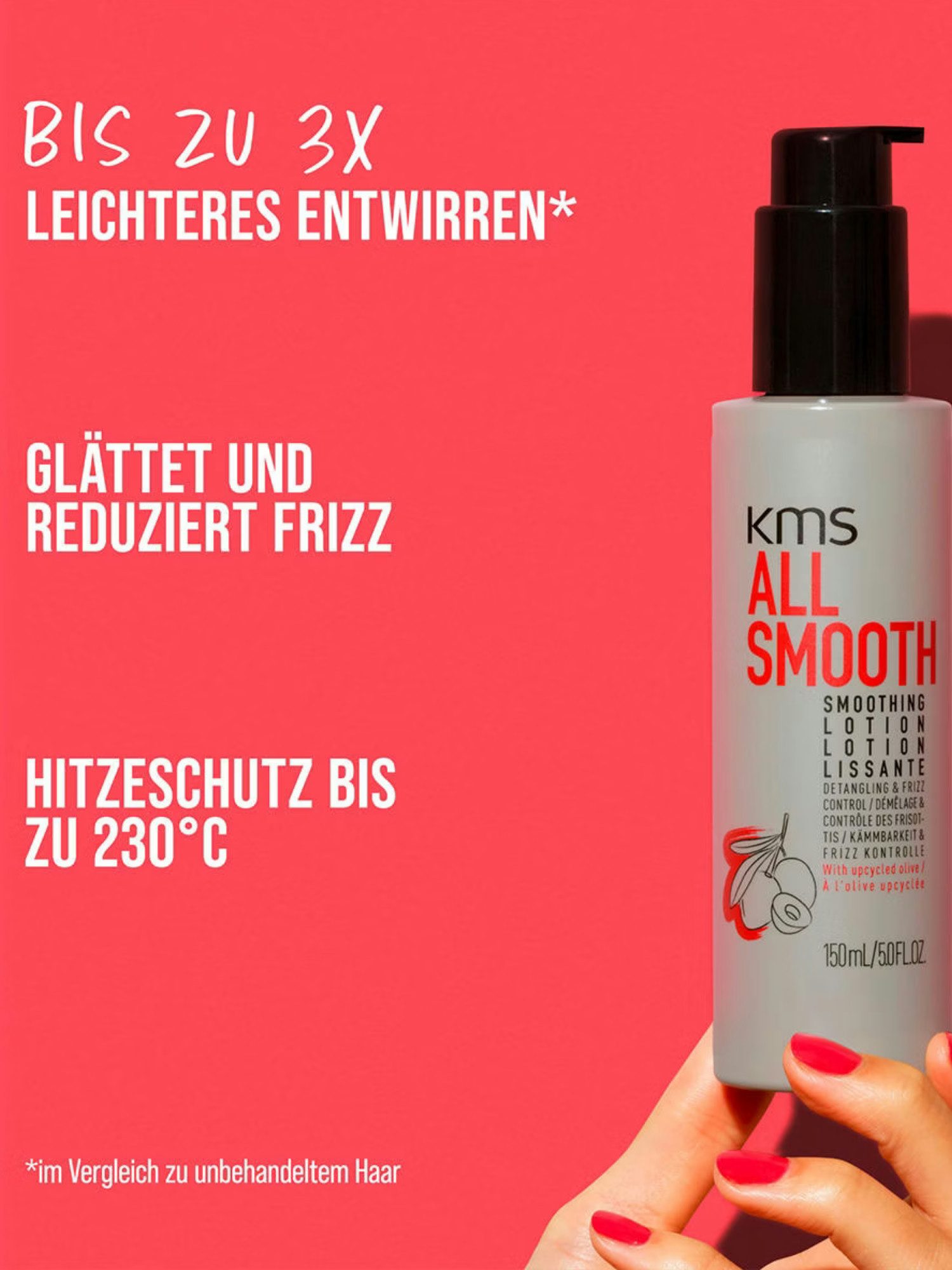 KMS All Smooth Smoothing Lotion 150ml - Lotion Lissante Anti-Frizz avec Protection Thermique