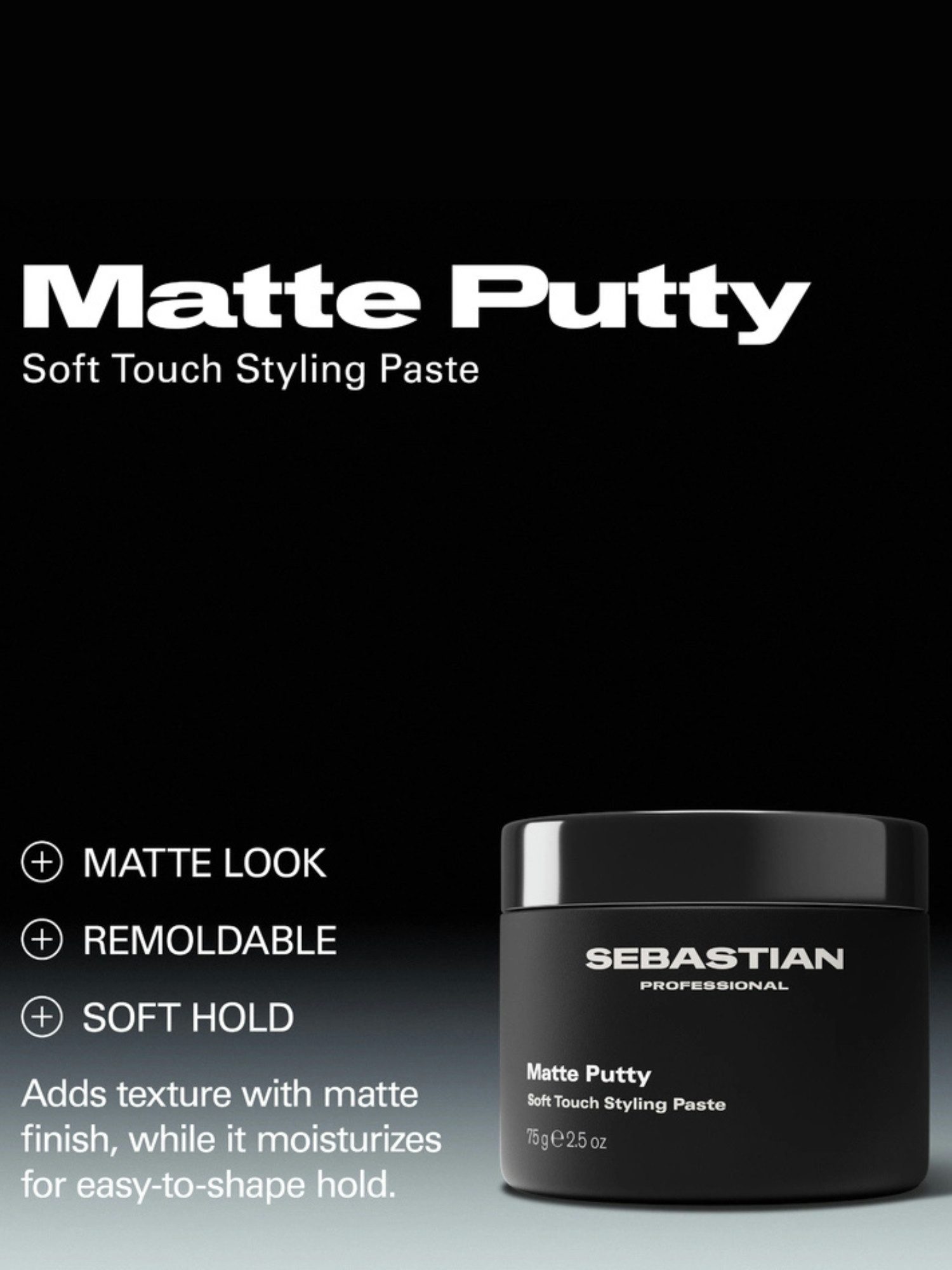 Sebastian Professional Matte Putty Pâte Coiffante Toucher Doux 75 g