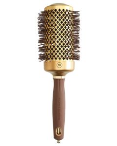 Olivia Garden Expert Blowout Shine 55/70 mm Or &amp; Marron - Brosse Ronde Professionnelle