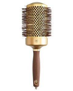 Olivia Garden Expert Blowout Shine 65/80 mm Or &amp; Marron - Brosse Ronde Professionnelle