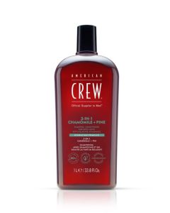 American Crew 3-en-1 Camomille & Pin 1L – Shampooing, Après-shampooing et Gel Douche