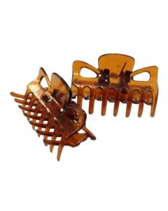 A&amp;A Hair Beauty Pinces Crabe 3,5 cm Havane - Lot de 4