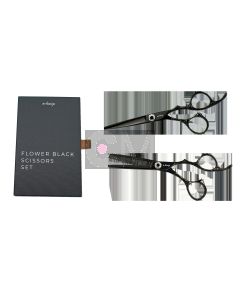 e-kwip Black Flower Set 5.5" - Ciseaux Professionnels Titane Rose Gold