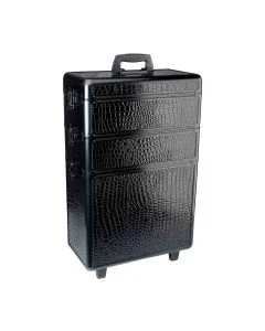 Valise de coiffure à roulettes croco aluminium à 3 étages – SIBEL