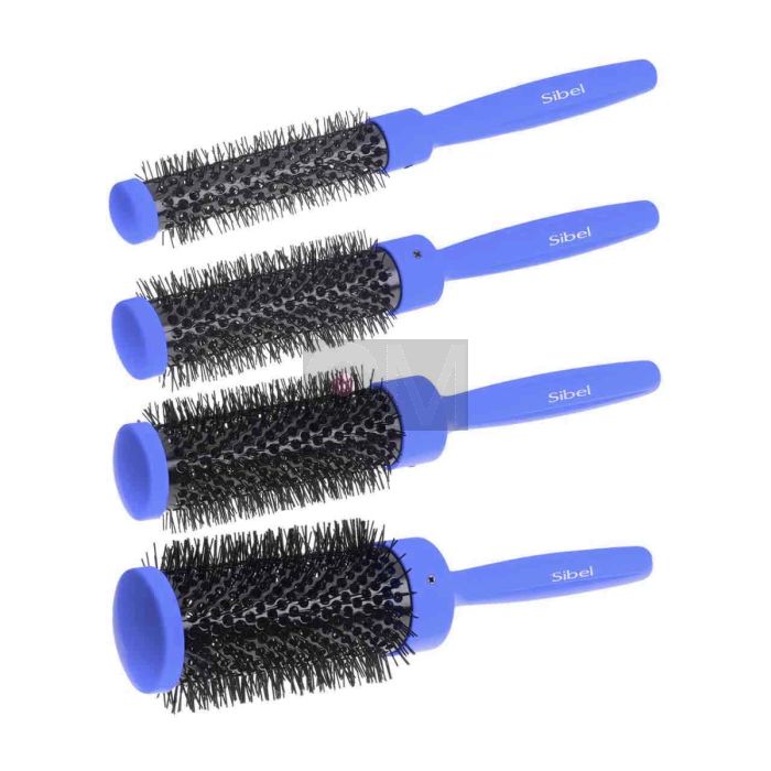 Brosse thermique avec poils en nylon, tube en tourmaline et poignée ergonomique soft touch.
