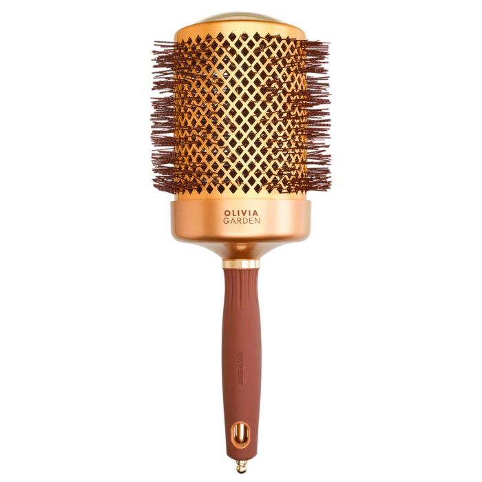 Olivia Garden Expert Blowout Shine 80/95 mm Or & Marron - Brosse Ronde Professionnelle
