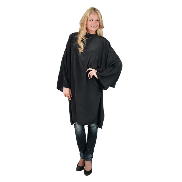 Sibel Economy Peignoir Noir à Manches Longues - Protection Professionnelle Salon