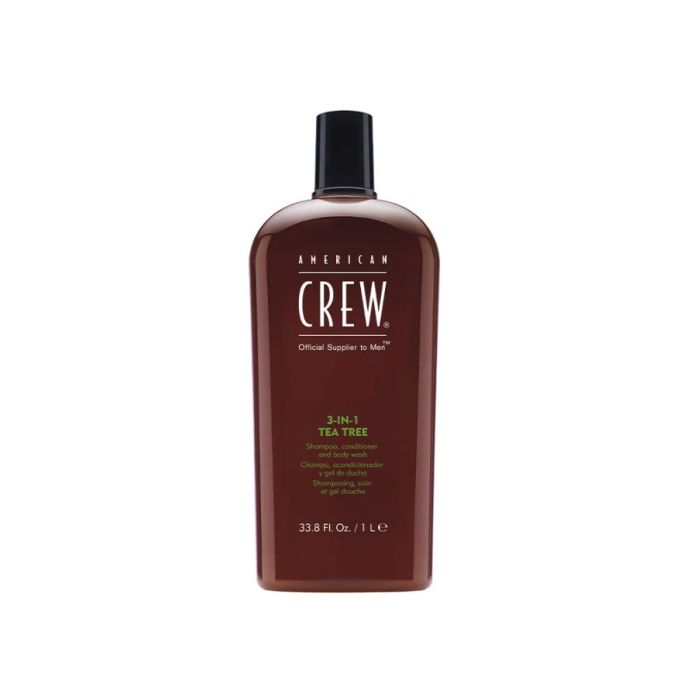 American Crew 3-en-1 Tea Tree 1L - Shampoing, Après-Shampoing & Gel Douche