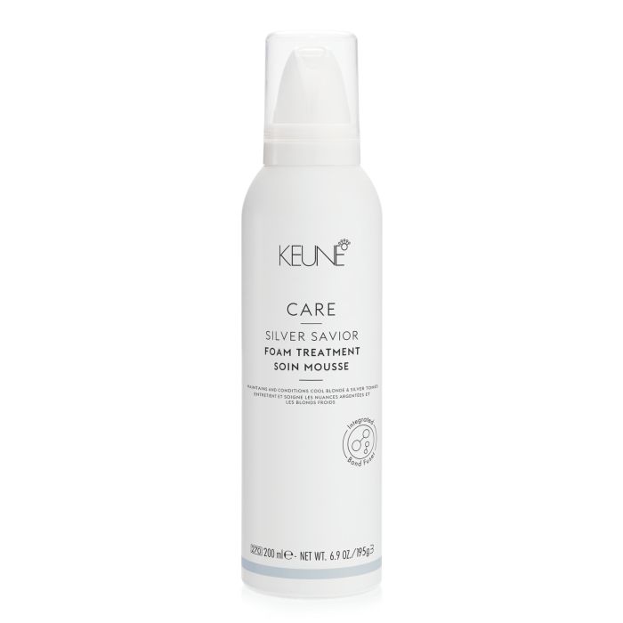 Keune Silver Savior Foam 200ml - Mousse Déjaunissante Neutralisante pour Cheveux Blonds, Gris et Argentés