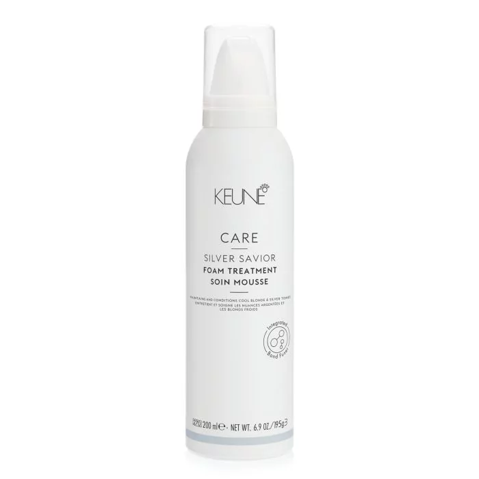 Keune Silver Savior Foam 200ml - Mousse Déjaunissante Neutralisante pour Cheveux Blonds, Gris et Argentés