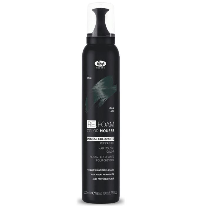 Lisap ReFoam Black 200ml - Mousse Coiffante Volume et Brillance Couleur