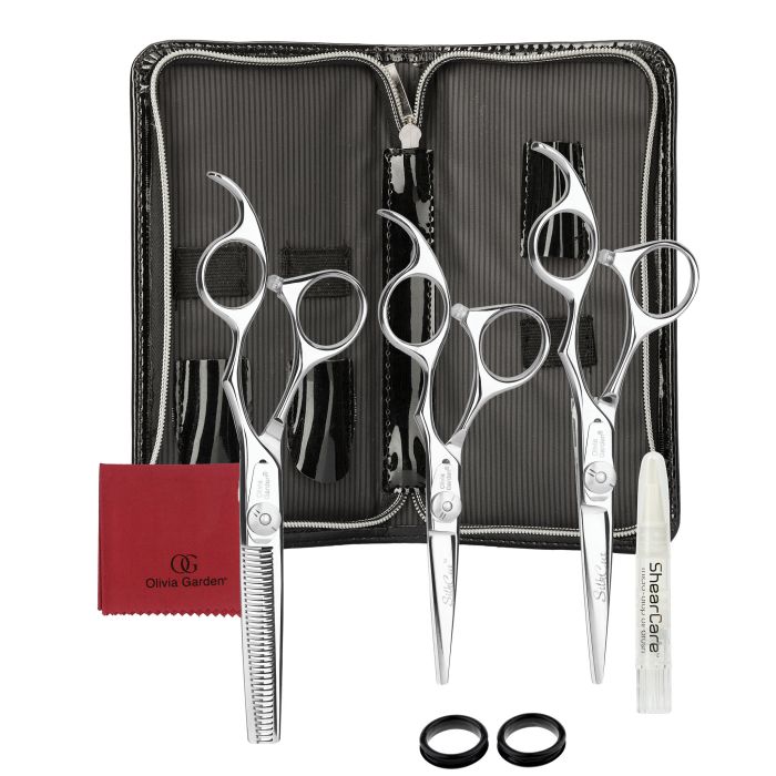 Olivia Garden SilkCut Set de Ciseaux Professionnel 3 Pièces pour Droitiers