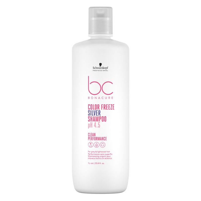 Schwarzkopf Professional BC Color Freeze Silver Shampoo 1000ml - Neutralisant Reflets Jaunes