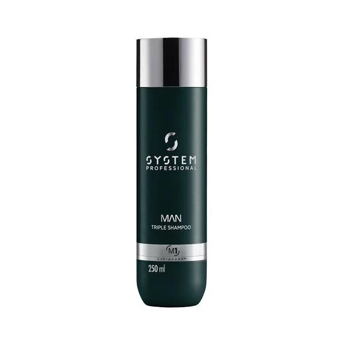 System Professional M1 Triple Shampoo 250ml - Shampoing 3-en-1 Homme Cheveux, Corps & Barbe