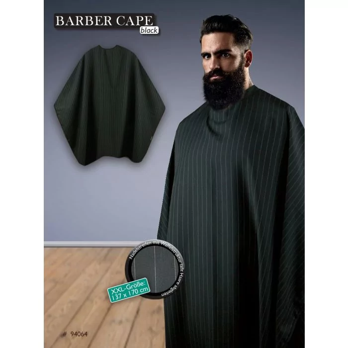 Trend Design Barber Cape Black – Peignoir Professionnel Barbier Noir