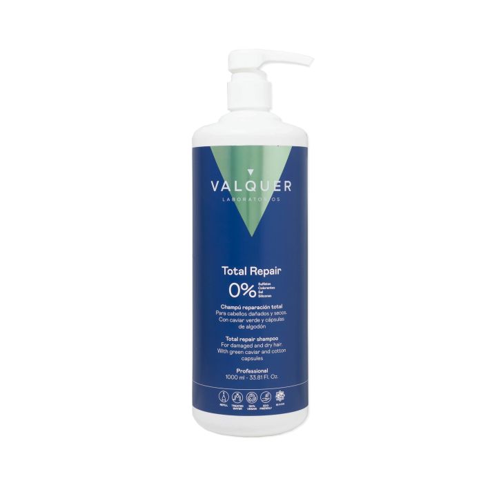 Valquer TOTAL REPAIR Shampooing Réparateur 1000ml - Caviar Vert & Coton