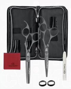 Olivia Garden Silk Cut Set de 2 Ciseaux Matt Black 5,75" + Effileur