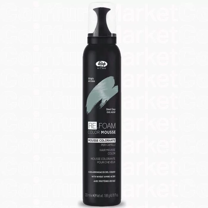 Lisap ReFoam Steel Grey 200ml - Mousse Coiffante Raviveur de Couleur