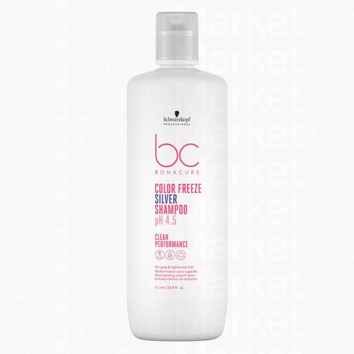 Schwarzkopf Professional BC Color Freeze Silver Shampoo 1000ml - Neutralisant Reflets Jaunes