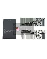 e-kwip Black Flower Set 5.5" - Ciseaux Professionnels Titane Rose Gold