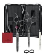 Olivia Garden Silk Cut Set de 2 Ciseaux Matt Black 5,75" + Effileur